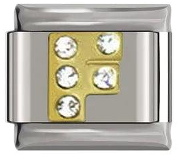 Letter F in Gold with Stones, on Silver - letter-f-in-gold-with-stones-on-silver-45962555654479.png
