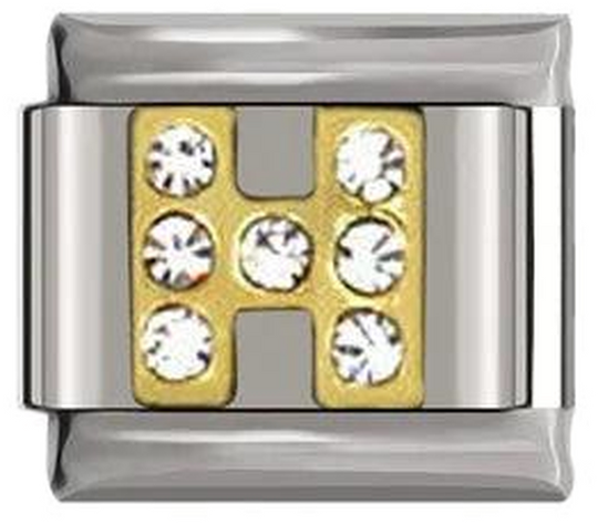 Letter H in Gold with Stones, on Silver - letter-h-in-gold-with-stones-on-silver-45962556309839.png