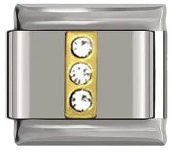 Letter I in Gold with Stones, on Silver - letter-i-in-gold-with-stones-on-silver-45962556768591.png