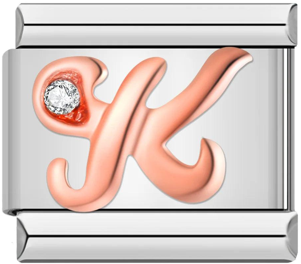 Letter K in Rose Gold with Stones, on Silver - letter-k-in-rose-gold-with-stones-on-silver.png