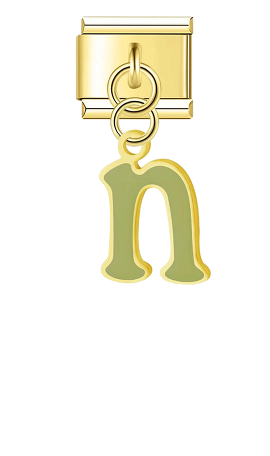 Letter N in Green, on Gold - letter-n-in-green-on-gold-charms-45962558996815.png