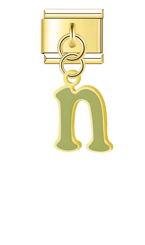 Letter N in Green, on Gold - letter-n-in-green-on-gold-charms-45962558996815.png