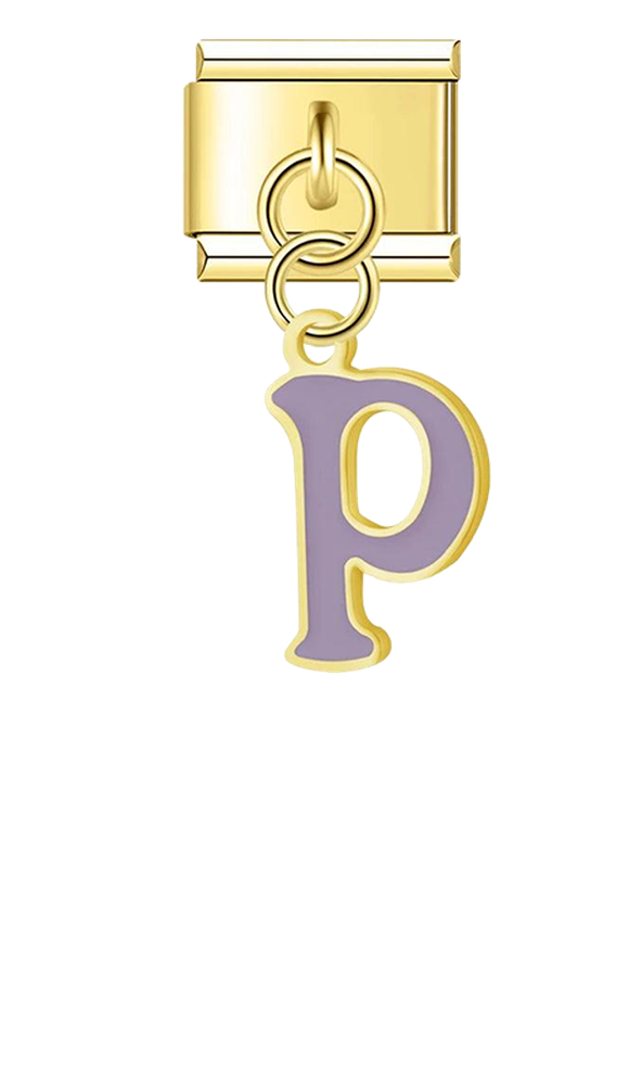 Letter P in Purple, on Gold - letter-p-in-purple-on-gold-charms-45962559717711.png