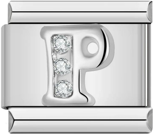 Letter P with Stones, on Silver - letter-p-with-stones-on-silver-45961146696015.png