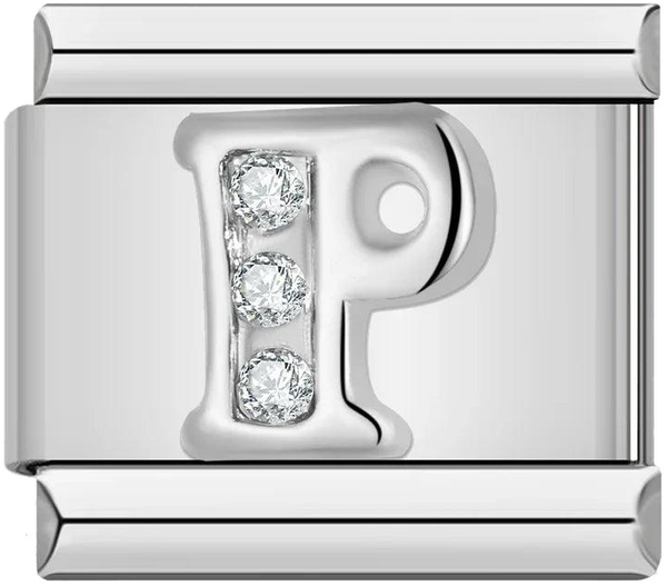 Letter P with Stones, on Silver - letter-p-with-stones-on-silver-45961146696015.png