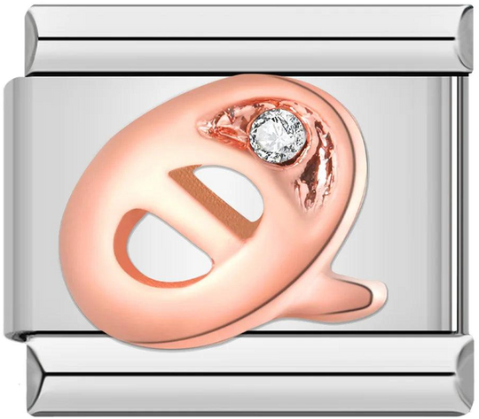 Letter Q in Rose Gold with Stones, on Silver - letter-q-in-rose-gold-with-stones-on-silver.png