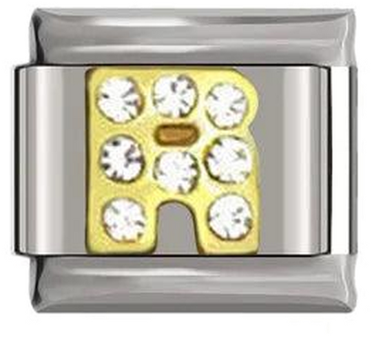 Letter R in Gold with Stones, on Silver - letter-r-in-gold-with-stones-on-silver-45962555883855.png