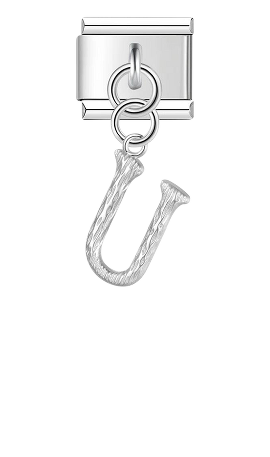 Letter U, Hanging, on Silver - letter-u-hanging-on-silver-charms-45941796012367.png