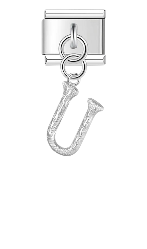 Letter U, Hanging, on Silver - letter-u-hanging-on-silver-charms-45941796012367.png