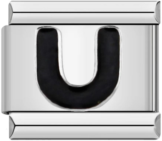 Letter U in Black, on Silver - letter-u-in-black-on-silver-45960235319631.png