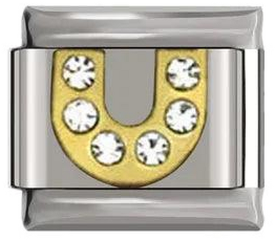 Letter U in Gold with Stones, on Silver - letter-u-in-gold-with-stones-on-silver-45962556047695.png