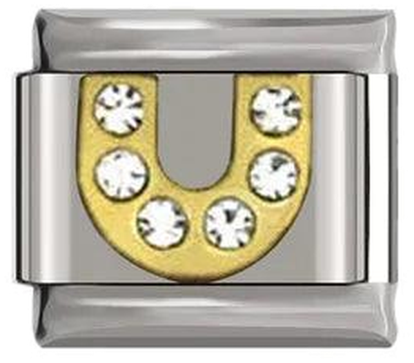 Letter U in Gold with Stones, on Silver - letter-u-in-gold-with-stones-on-silver-45962556047695.png