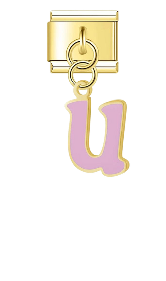 Letter U in Pink, on Gold - letter-u-in-pink-on-gold-charms-45962557882703.png
