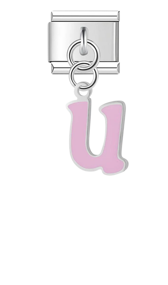 Letter U in Pink, on Silver - letter-u-in-pink-on-silver-charms.png