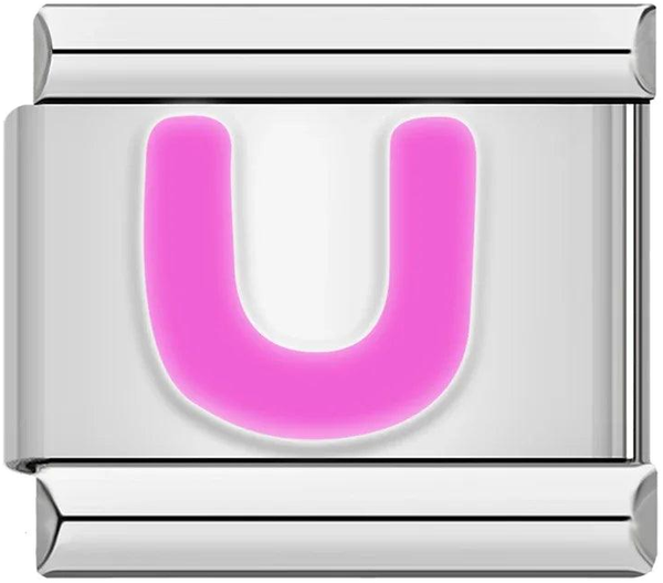 Letter U in Pink, on Silver - letter-u-in-pink-on-silver.png