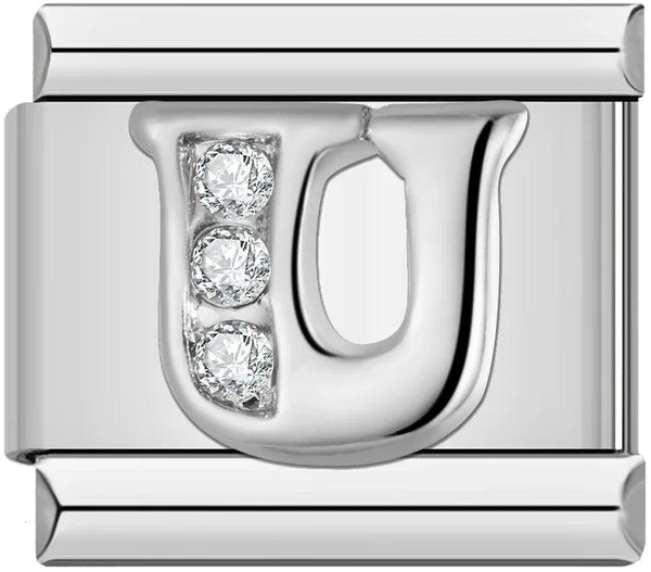 Letter U with Stones, on Silver - letter-u-with-stones-on-silver-45961147318607.png