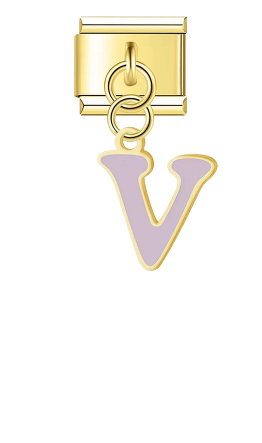 Letter V in Pink, on Gold - letter-v-in-pink-on-gold-charms-45962558636367.png