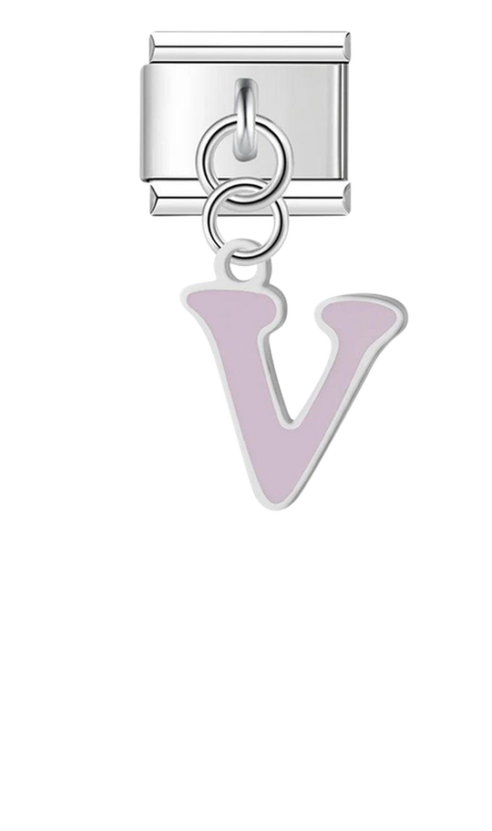 Letter V in Pink, on Silver - letter-v-in-pink-on-silver-charms.png