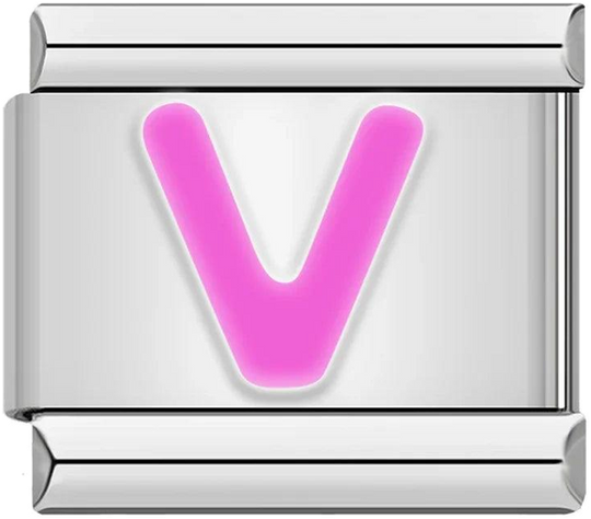 Letter V in Pink, on Silver - letter-v-in-pink-on-silver.png