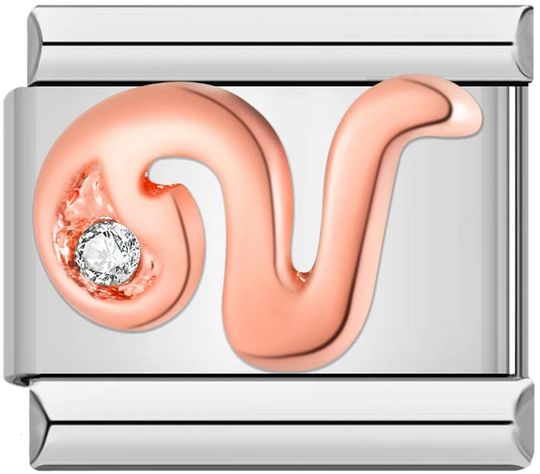 Letter V in Rose Gold with Stones, on Silver - letter-v-in-rose-gold-with-stones-on-silver.png