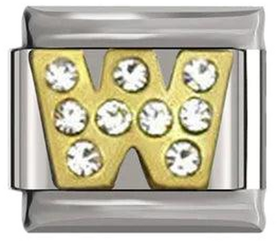 Letter W in Gold with Stones, on Silver - letter-w-in-gold-with-stones-on-silver-45962556277071.png
