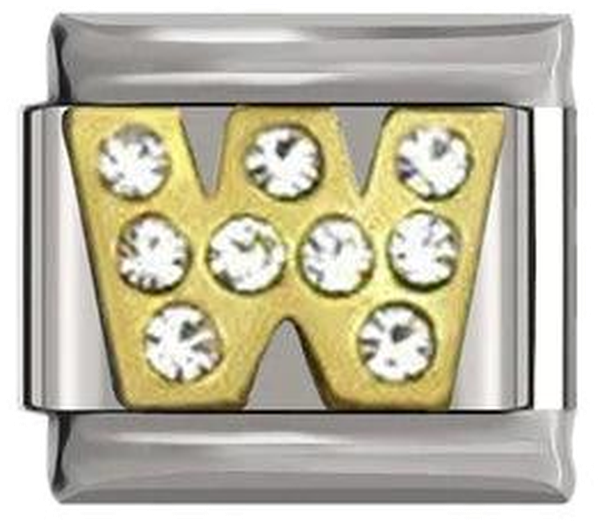 Letter W in Gold with Stones, on Silver - letter-w-in-gold-with-stones-on-silver-45962556277071.png