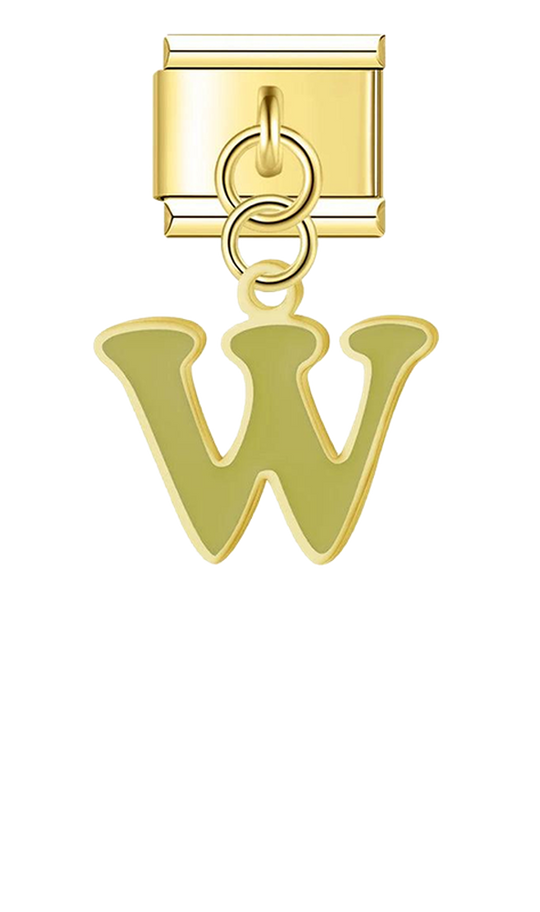 Letter W in Green, on Gold - letter-w-in-green-on-gold-charms-45962559422799.png