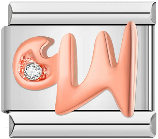Letter W in Rose Gold with Stones, on Silver - letter-w-in-rose-gold-with-stones-on-silver.png
