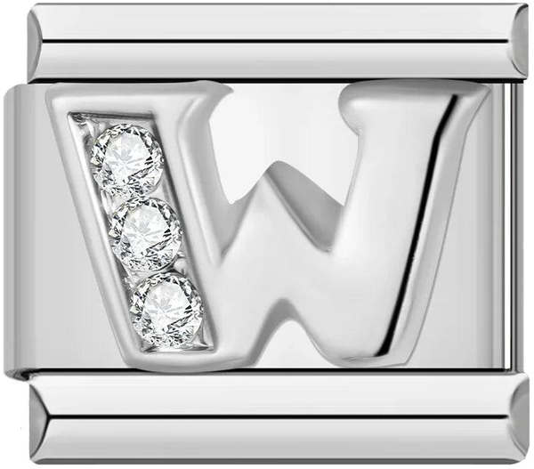 Letter W with Stones, on Silver - letter-w-with-stones-on-silver-45961145811279.png