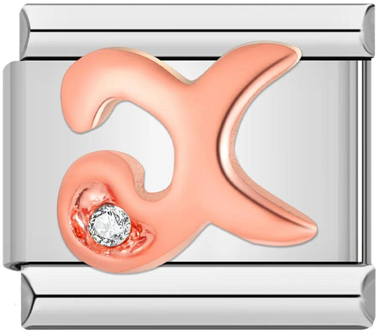 Letter X in Rose Gold with Stones, on Silver - letter-x-in-rose-gold-with-stones-on-silver.png