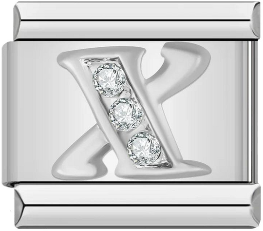 Letter X with Stones, on Silver - letter-x-with-stones-on-silver-45961146007887.png