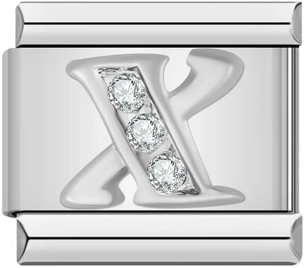 Letter X with Stones, on Silver - letter-x-with-stones-on-silver-45961146007887.png