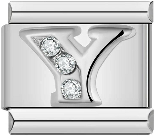 Letter Y with Stones, on Silver - letter-y-with-stones-on-silver-45961147384143.png