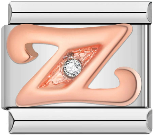 Letter Z in Rose Gold with Stones, on Silver - letter-z-in-rose-gold-with-stones-on-silver.png