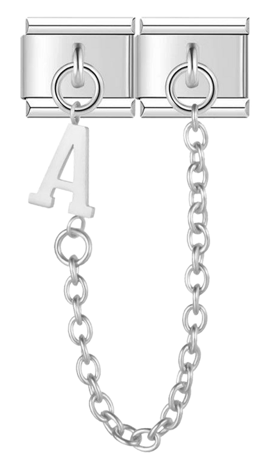 Letter A, Double Linked Charms, on Silver - letter a double linked charms on silver.png