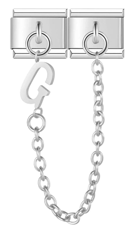 Letter G, Double Linked Charms, on Silver - letter g double linked charms on silver.png