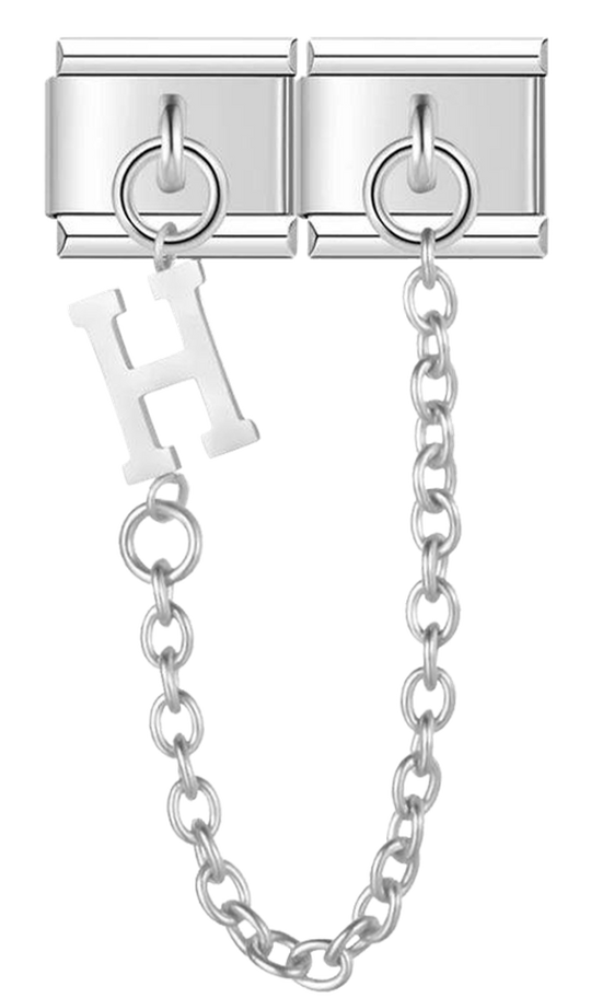 Letter H, Double Linked Charms, on Silver - letter h double linked charms on silver.png