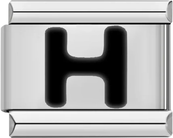 Letter H in Black, on Silver - letter h in black on silver charms official.png