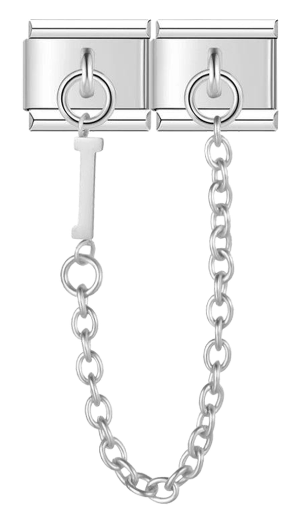 Letter I, Double Linked Charms, on Silver - letter i double linked charms on silver.png