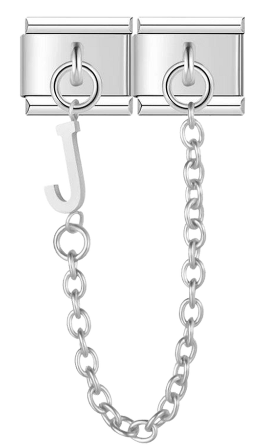 Letter J, Double Linked Charms, on Silver - letter j double linked charms on silver.png