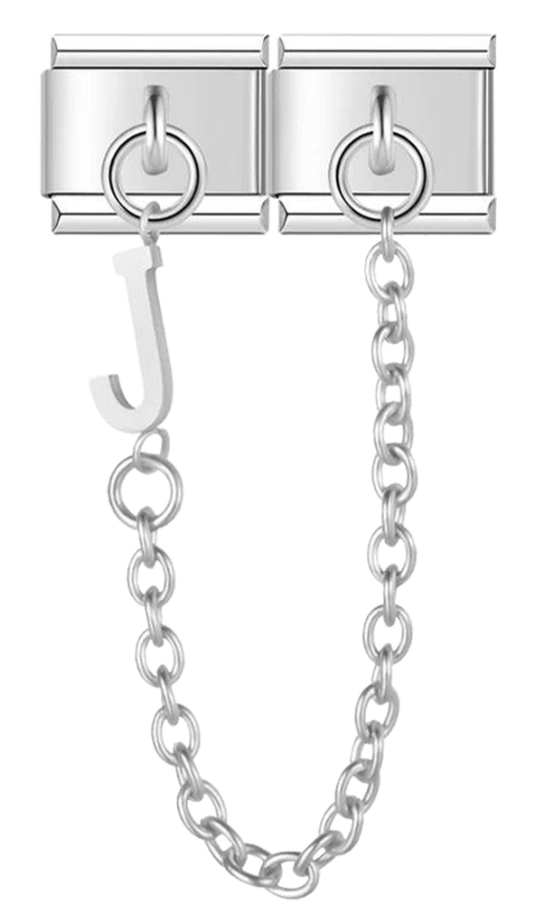 Letter J, Double Linked Charms, on Silver - letter j double linked charms on silver.png