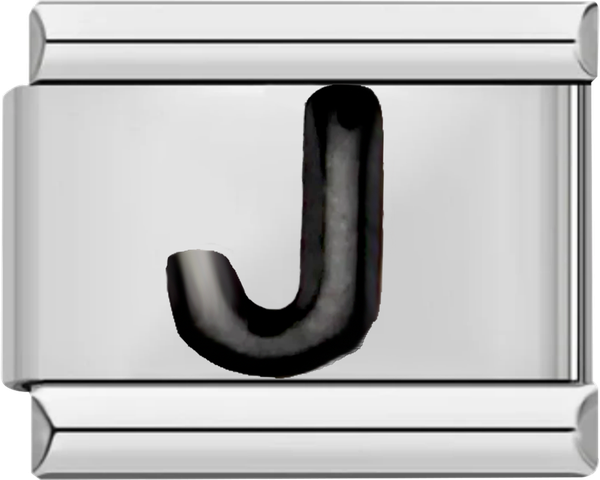 Letter J in Black, on Silver - letter j in black on silver charms official.png