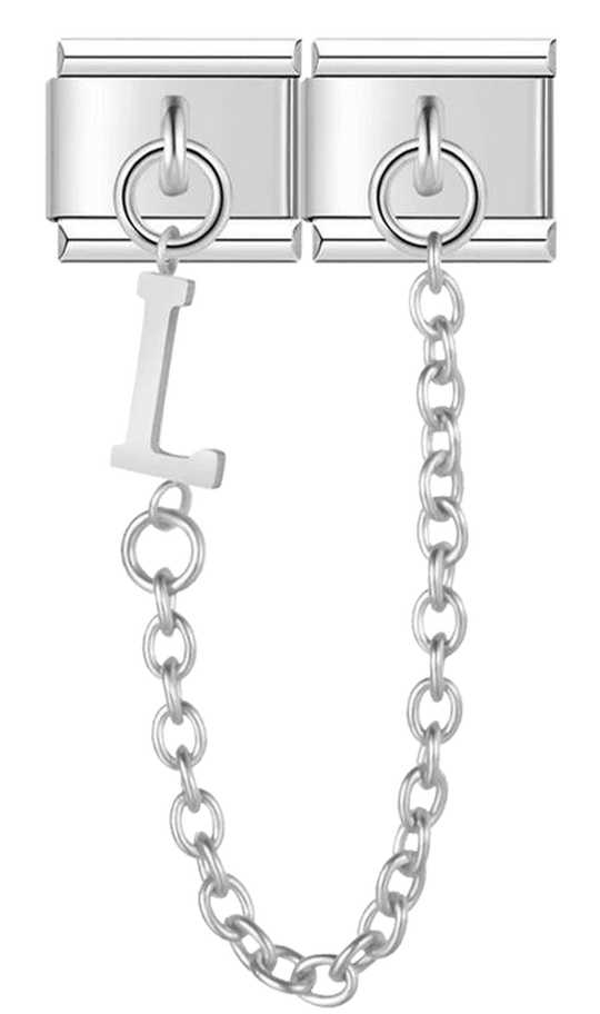 Letter L, Double Linked Charms, on Silver - letter l double linked charms on silver.png