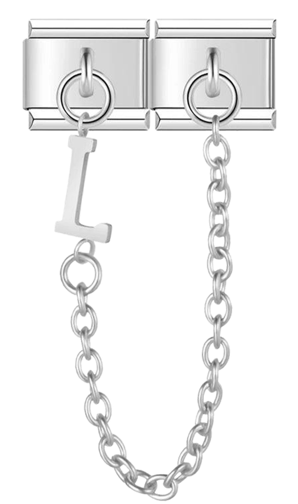 Letter L, Double Linked Charms, on Silver - letter l double linked charms on silver.png