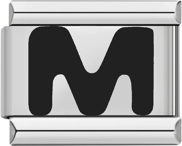 Letter M in Black, on Silver - letter m in black on silver charms official.png