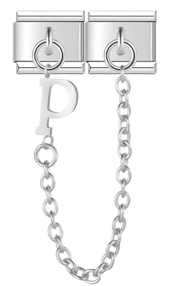 Letter P, Double Linked Charms, on Silver - letter p double linked charms on silver.png