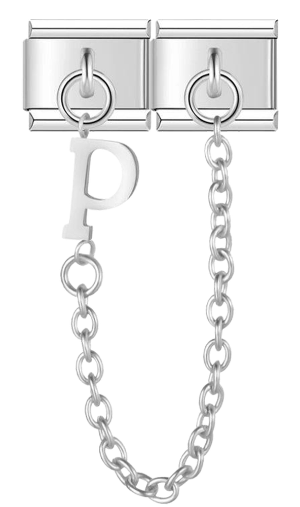 Letter P, Double Linked Charms, on Silver - letter p double linked charms on silver.png