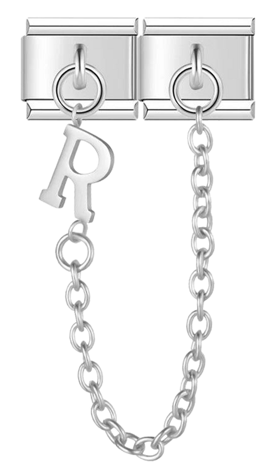 Letter R, Double Linked Charms, on Silver - letter r double linked charms on silver.png