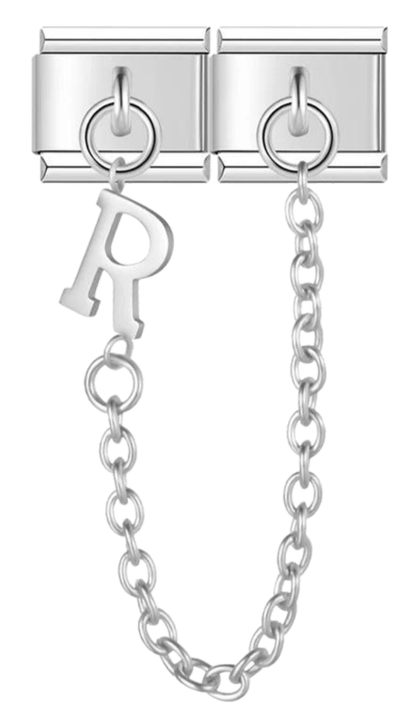 Letter R, Double Linked Charms, on Silver - letter r double linked charms on silver.png