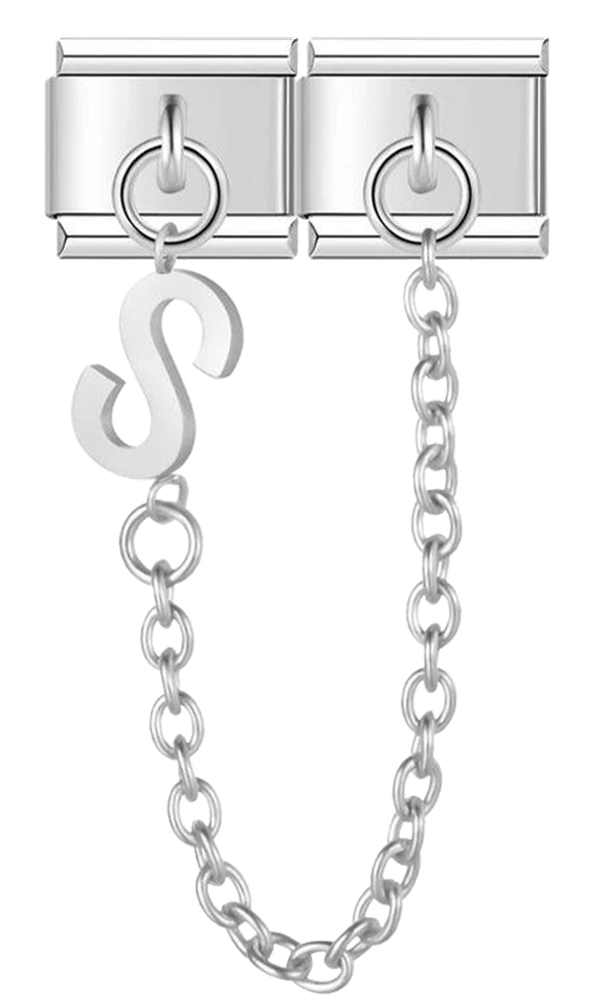 Letter S, Double Linked Charms, on Silver - letter s double linked charms on silver.png